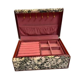Vintage Jewelry Box - Floral Tapestry And Wood